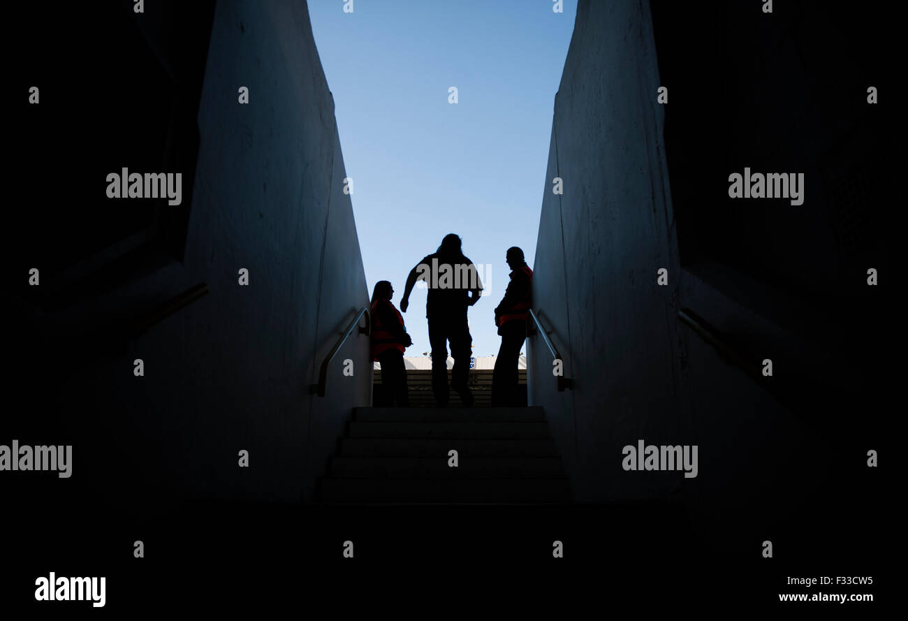 London, Greater London, UK. 26th Sep, 2015. A fan climbs the steps into White Hart Lane- English Premier League - Tottenham vs Manchester City - White Hart Lane - London - England - 26th September 2015 - Pic Jack Megaw/Sportimage/CSM/Alamy Live News Stock Photo