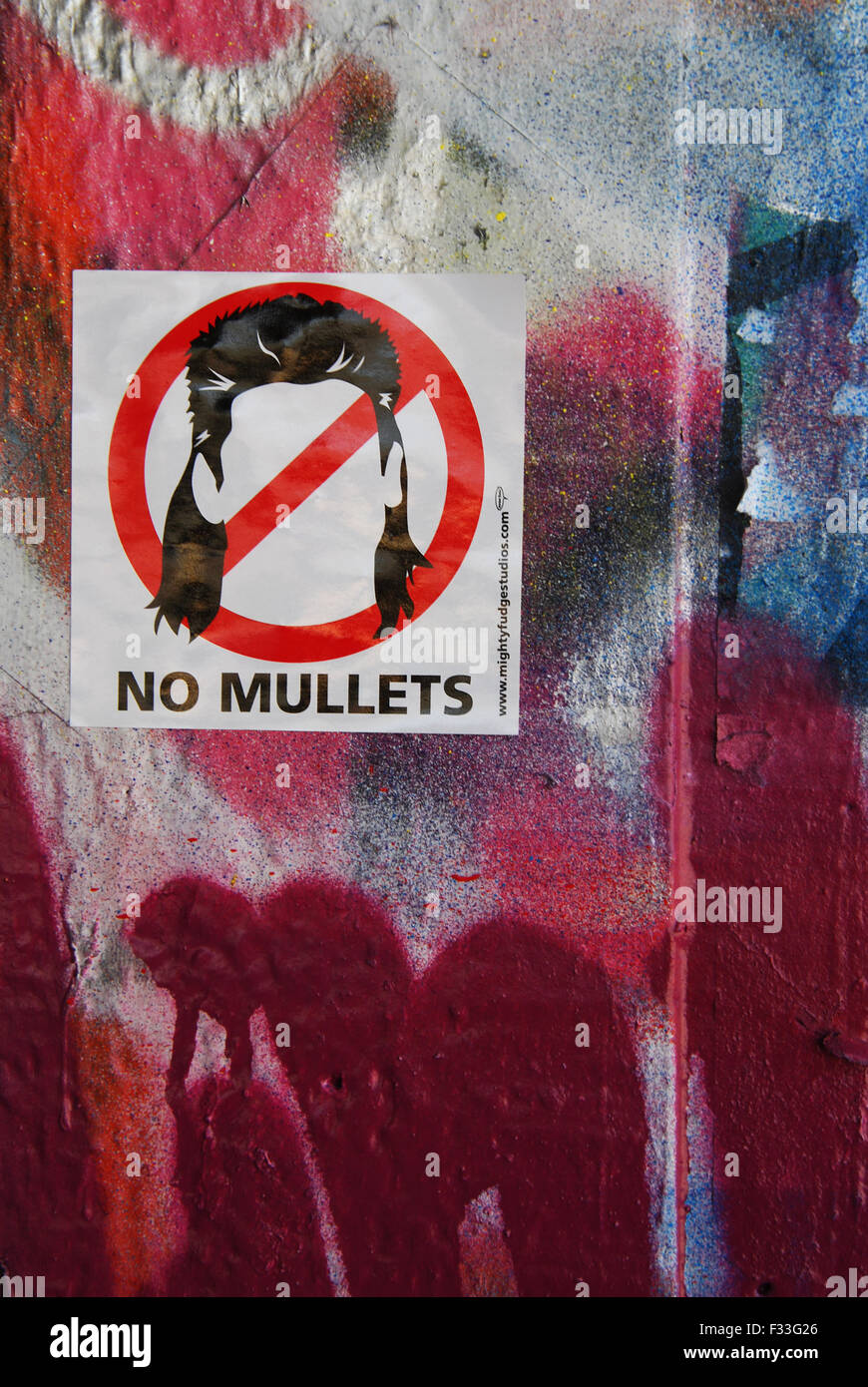 No Mullets, London graffiti, United Kingdom Stock Photo