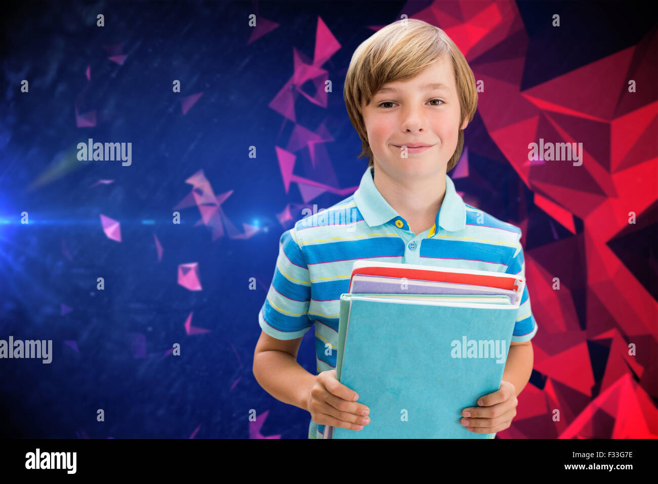 Composite image of cute pupil smiling at camera in library Stock Photo ...