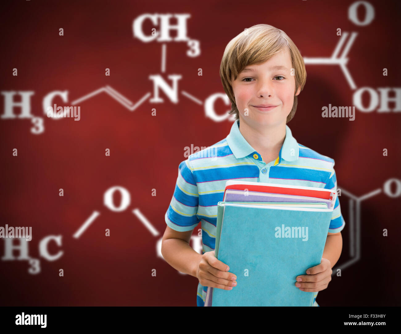 Composite image of cute pupil smiling at camera in library Stock Photo ...
