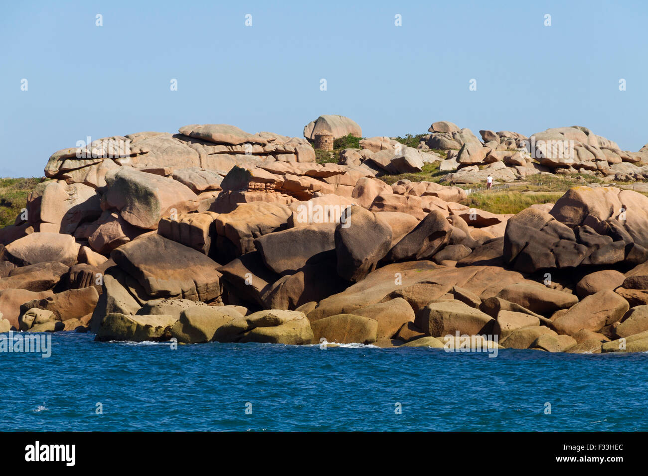 Pink granite coast in cotes d'armor, Brittany, France. Stock Photo