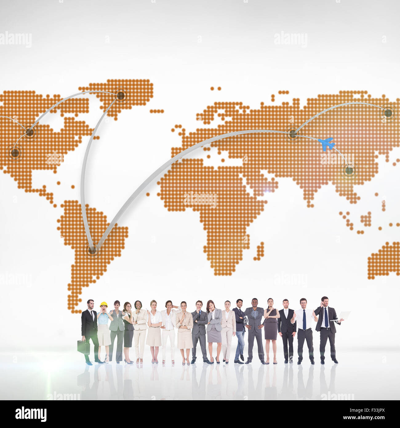 Composite image of multiethnic business people standing side by side ...