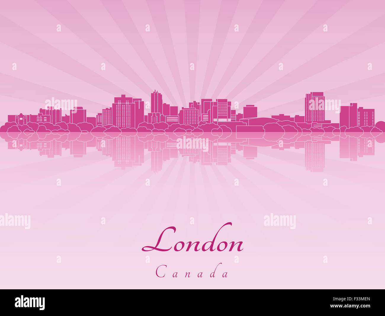 London skyline in purple radiant orchid in editable vector file Stock Photo