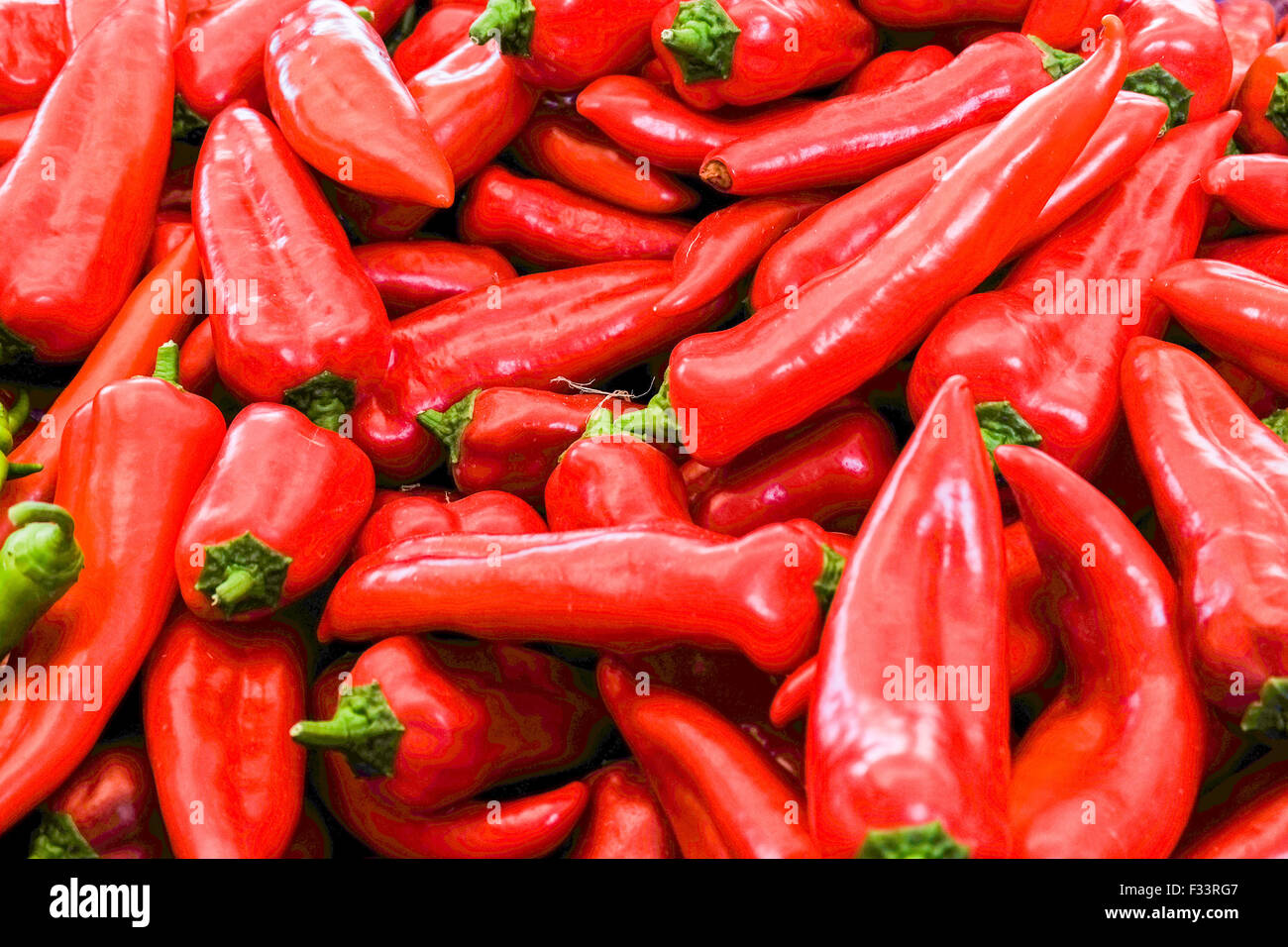 Turkish red peppers, kirmizi biber. Stock Photo