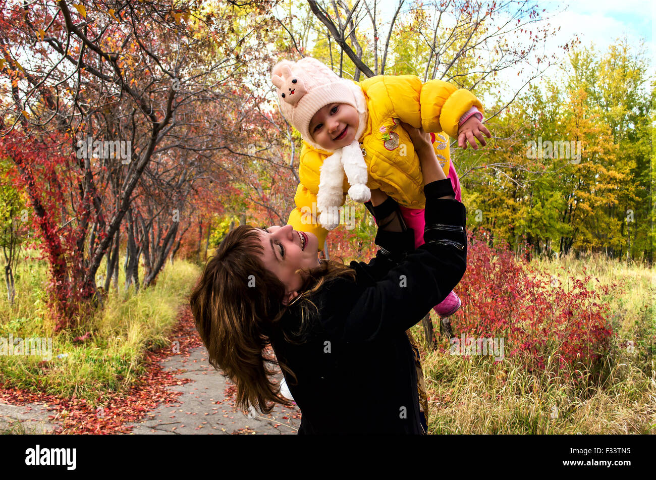 girl and her baby mother love Stock Photo