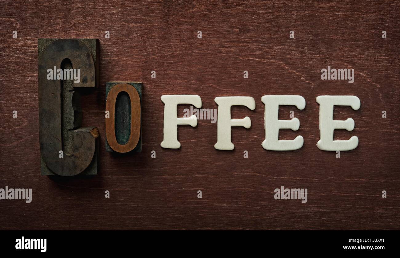 Word coffee written wood letters hires stock photography and images Alamy