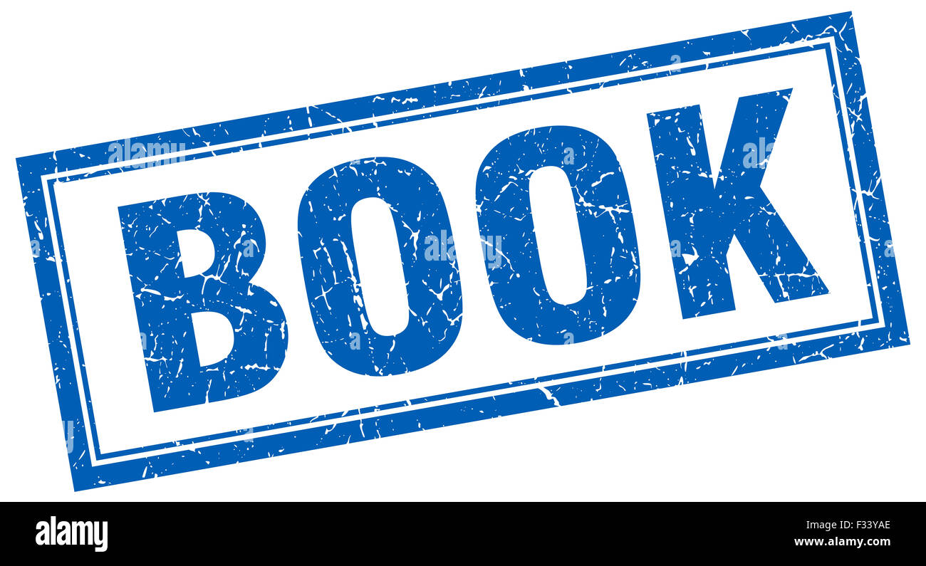 book blue square grunge stamp on white Stock Photo - Alamy