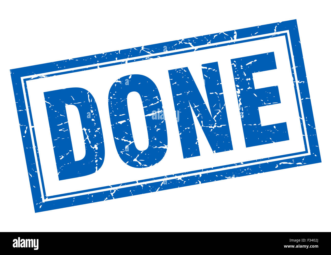 done blue square grunge stamp on white Stock Photo - Alamy
