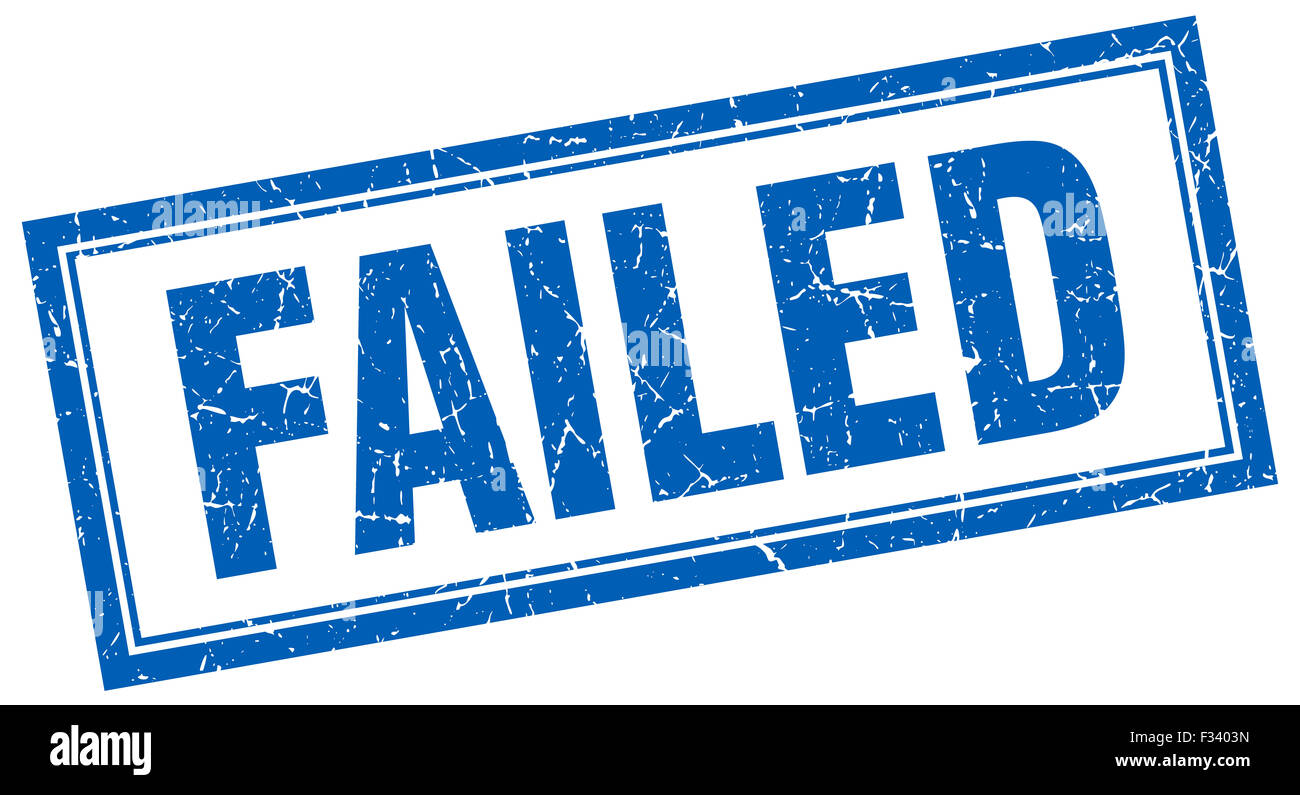 failed blue square grunge stamp on white Stock Photo - Alamy
