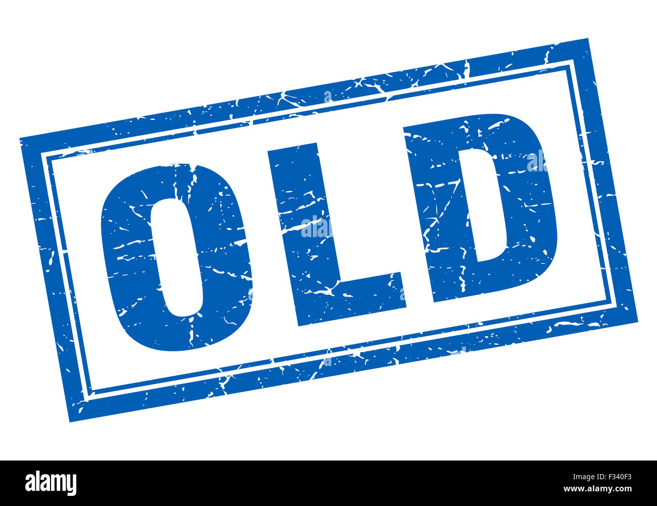 old blue square grunge stamp on white Stock Photo - Alamy