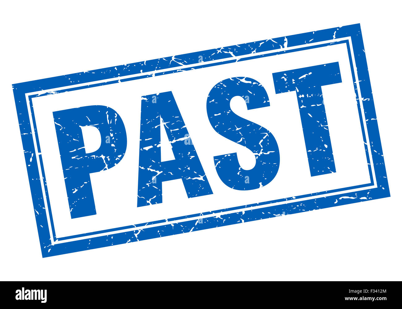 past blue square grunge stamp on white Stock Photo - Alamy