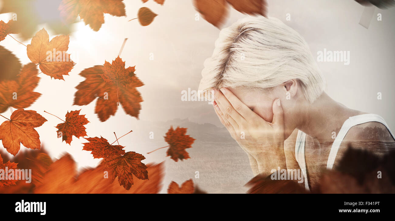Crying woman head in hands hi-res stock photography and images - Alamy