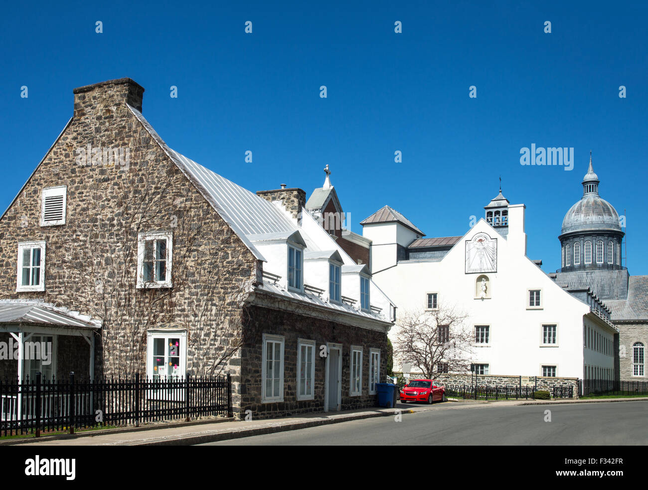 Quebec, Trois Rivieres, Ursuline street with the Ursuline monastery and old houses Stock Photo