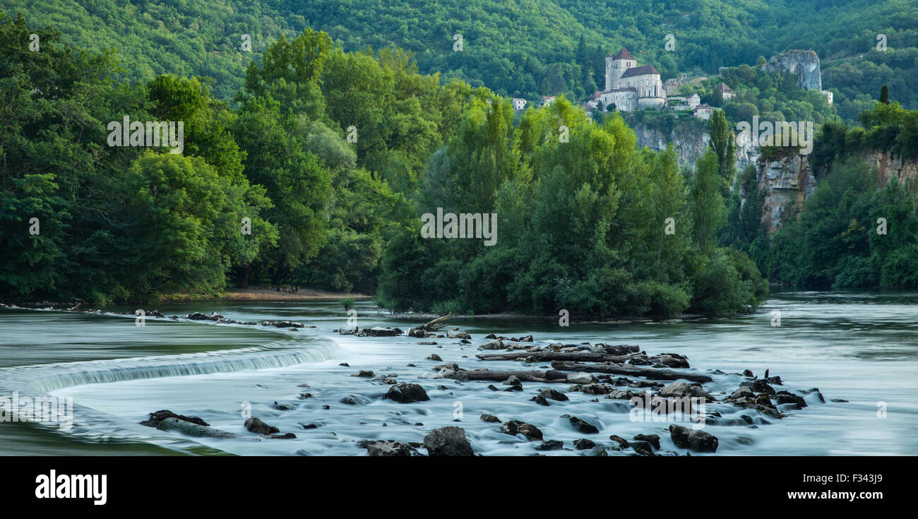 the River Lot at St Cirque Lapopie, Quercy, France Stock Photo