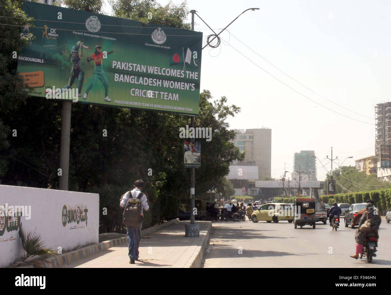 View Of Newly Installed Billboard For Public City Of Cricket Matches Between Pakistan Women Cricket Team And Bangladesh Women Cricket Team View Of Newly Installed Billboard For Public City Of Cricket Matches Between Pakistan Women Cricket Team And Bangladesh Women Cricket Team
