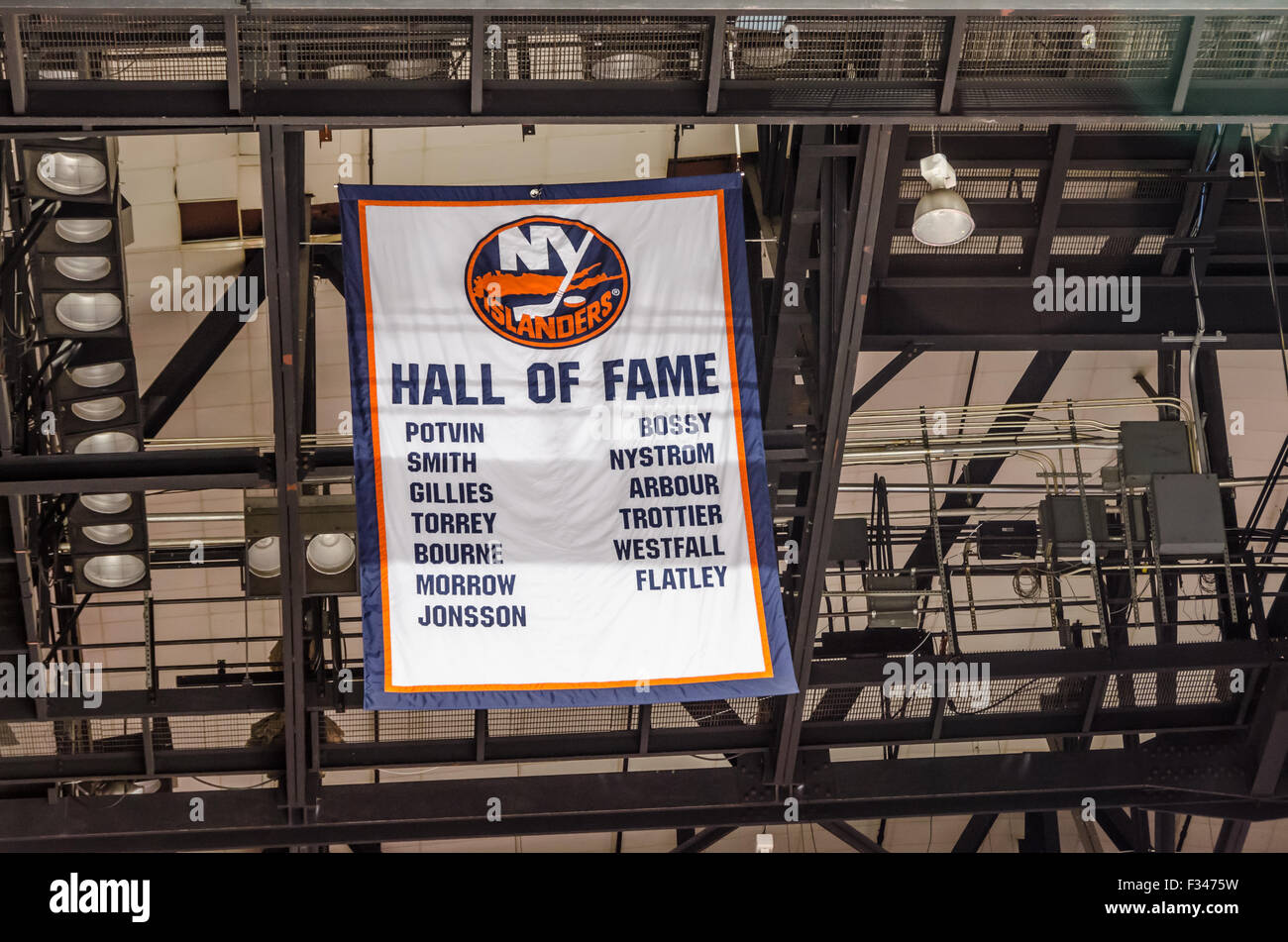 New York Islanders Hall of Fame hanging in Nassau Coliseum Stock Photo