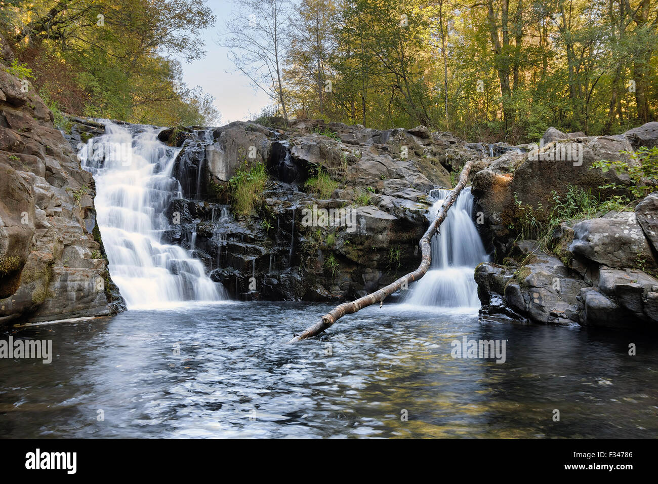 Yacolt Falls at Moulton Falls Park in Washington State in Fall Season Stock Photo