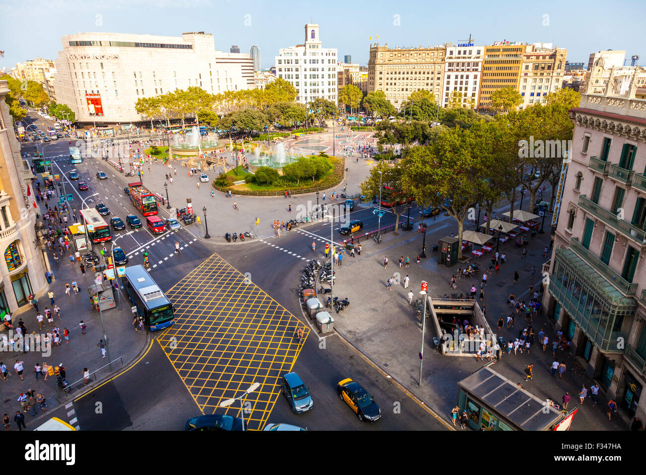 Plaza Catalunya, Catalonia Square, the main square of Barcelona, Catalonia, Spain Stock Photo