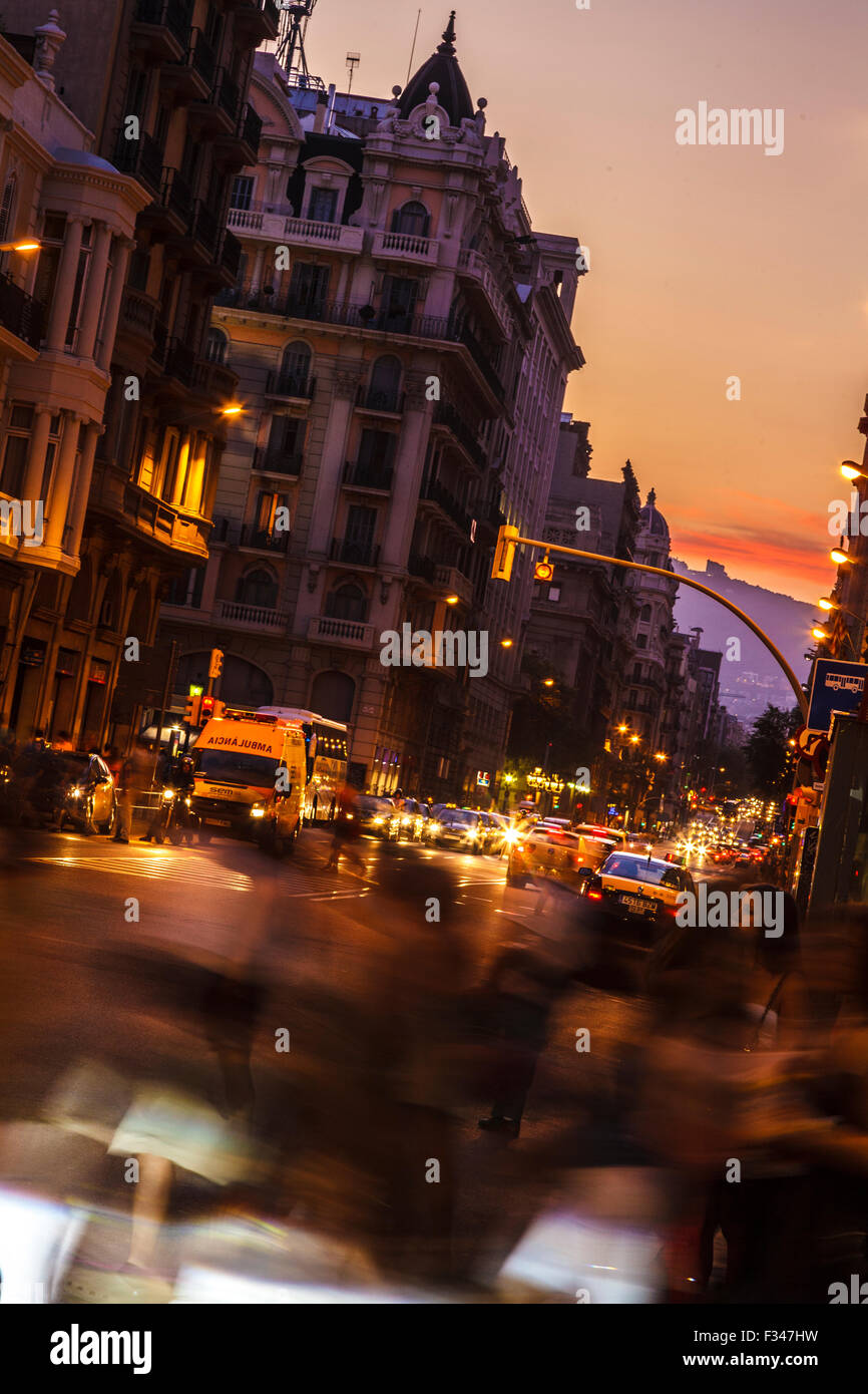 Via Laietana street in the downtown of Barcelona, Catalonia, Spain Stock Photo