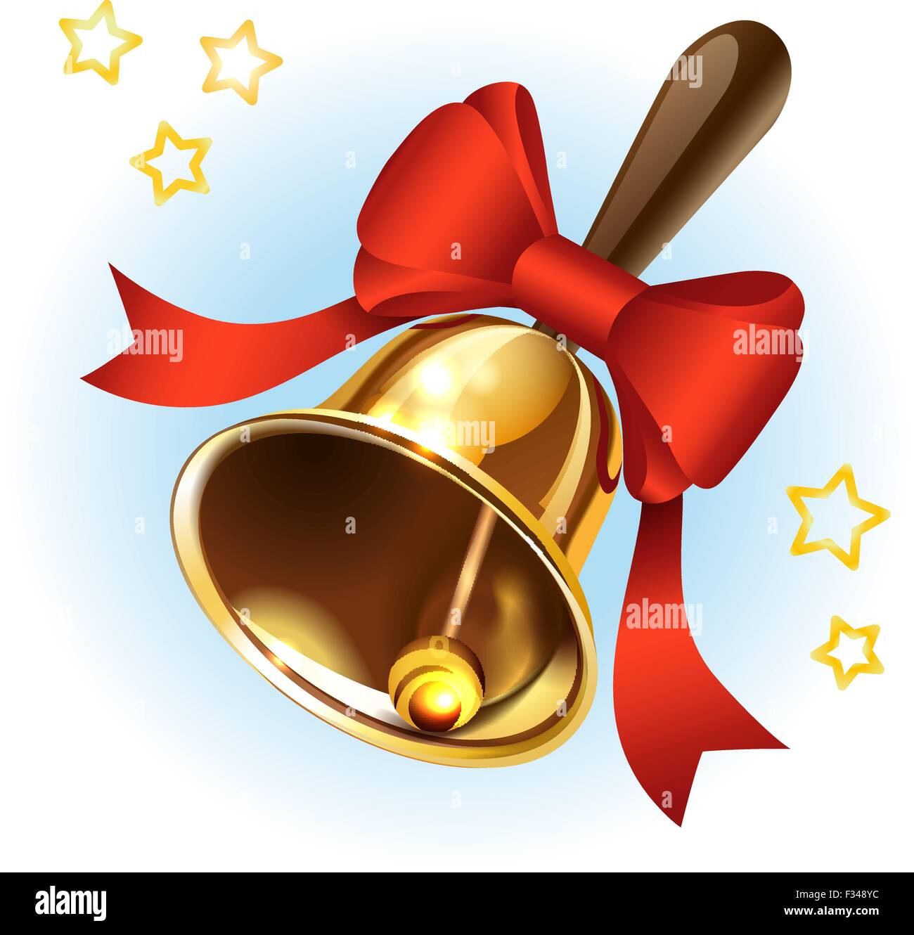 Christmas gold bell with a red ribbon Stock Vector Image & Art - Alamy