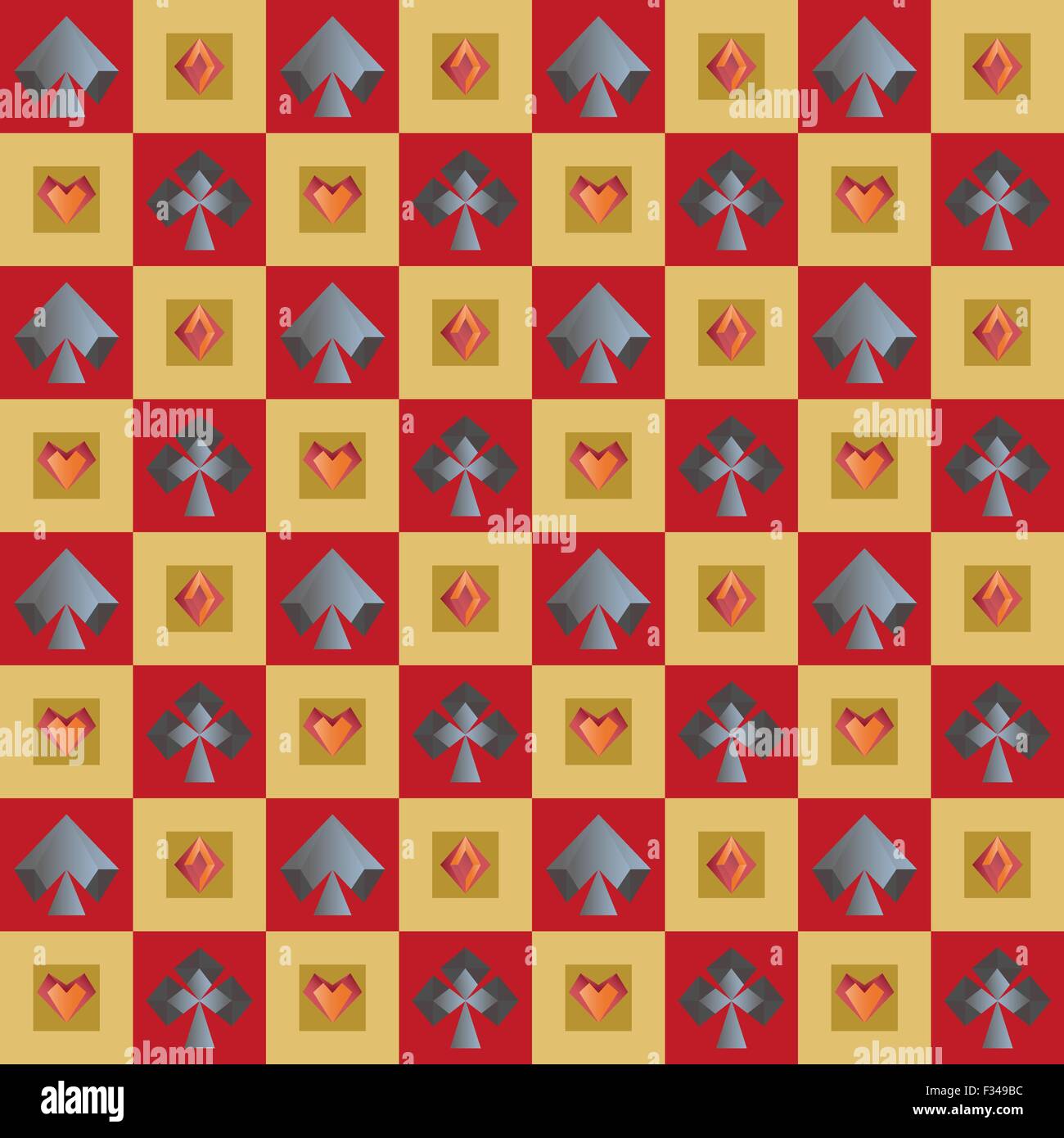 Seamless background of a poker card suits on squares of different sizes ...
