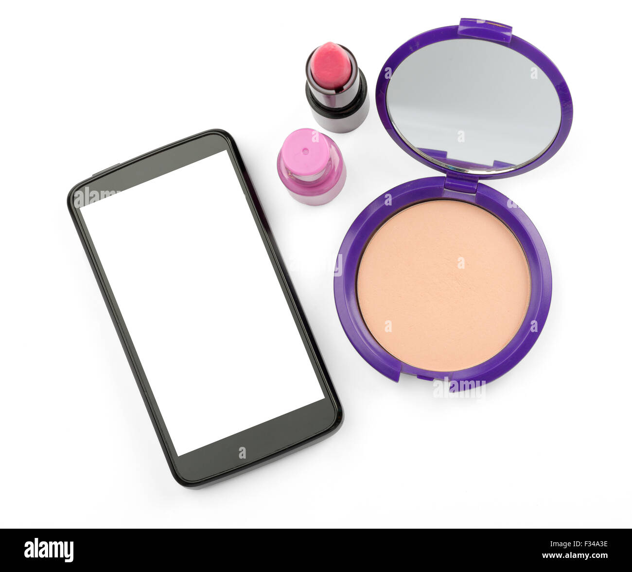 Cosmetics with smartphone Stock Photo Alamy