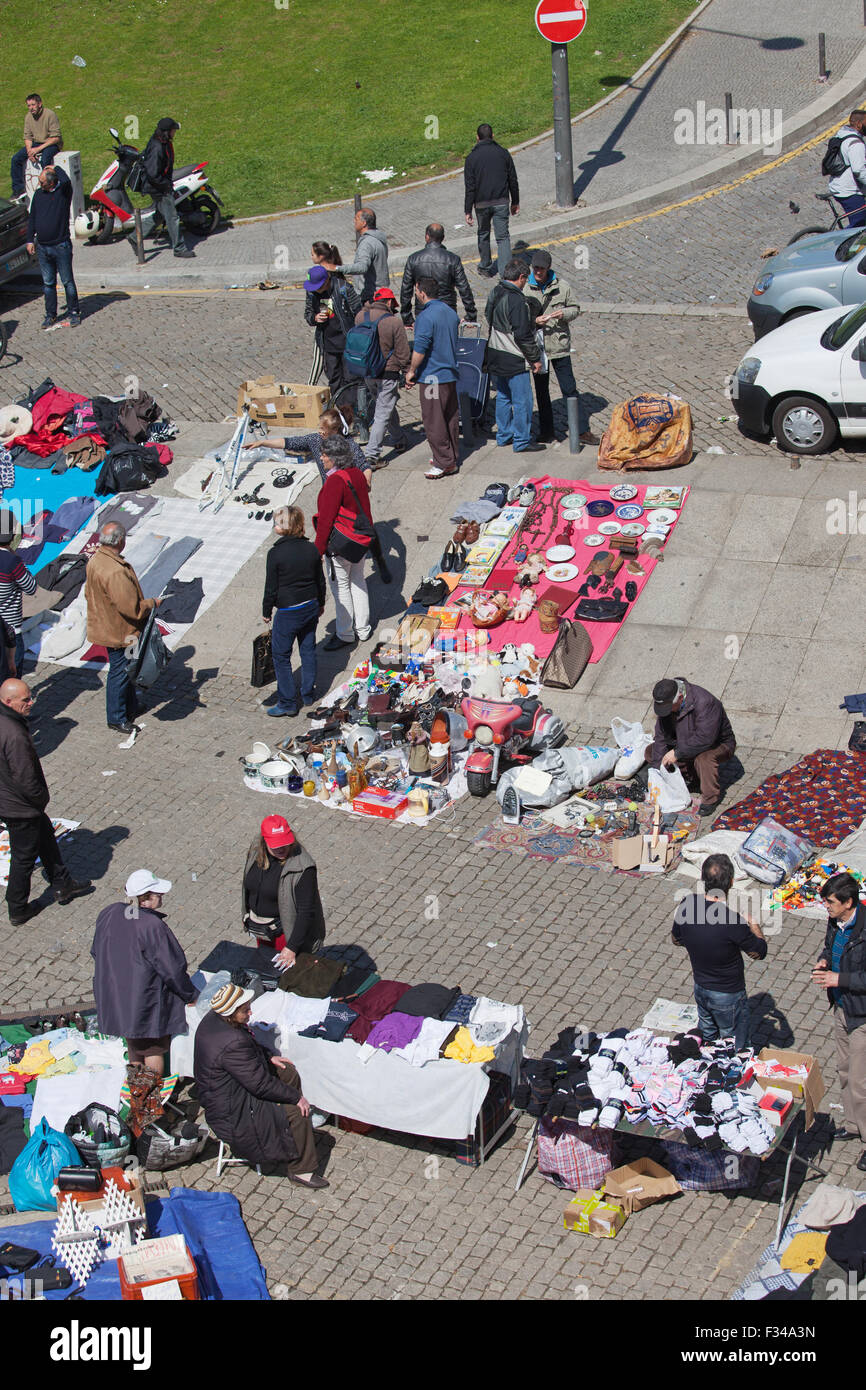 Vandoma Flea Market in Porto, Portugal, traditional Portuguese Saturday
