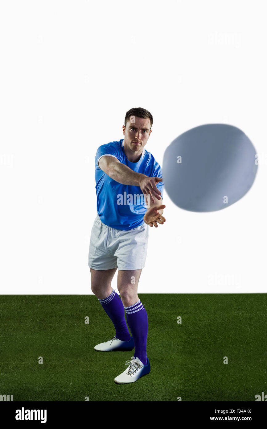 Rugby player about to throw a rugby ball Stock Photo Alamy