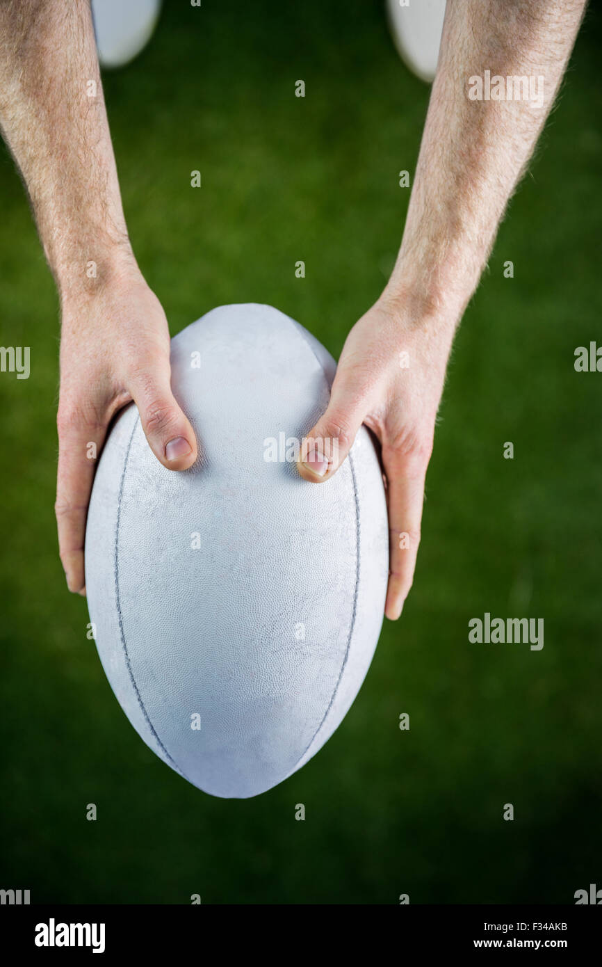 Rugby player catching a rugby ball Stock Photo Alamy