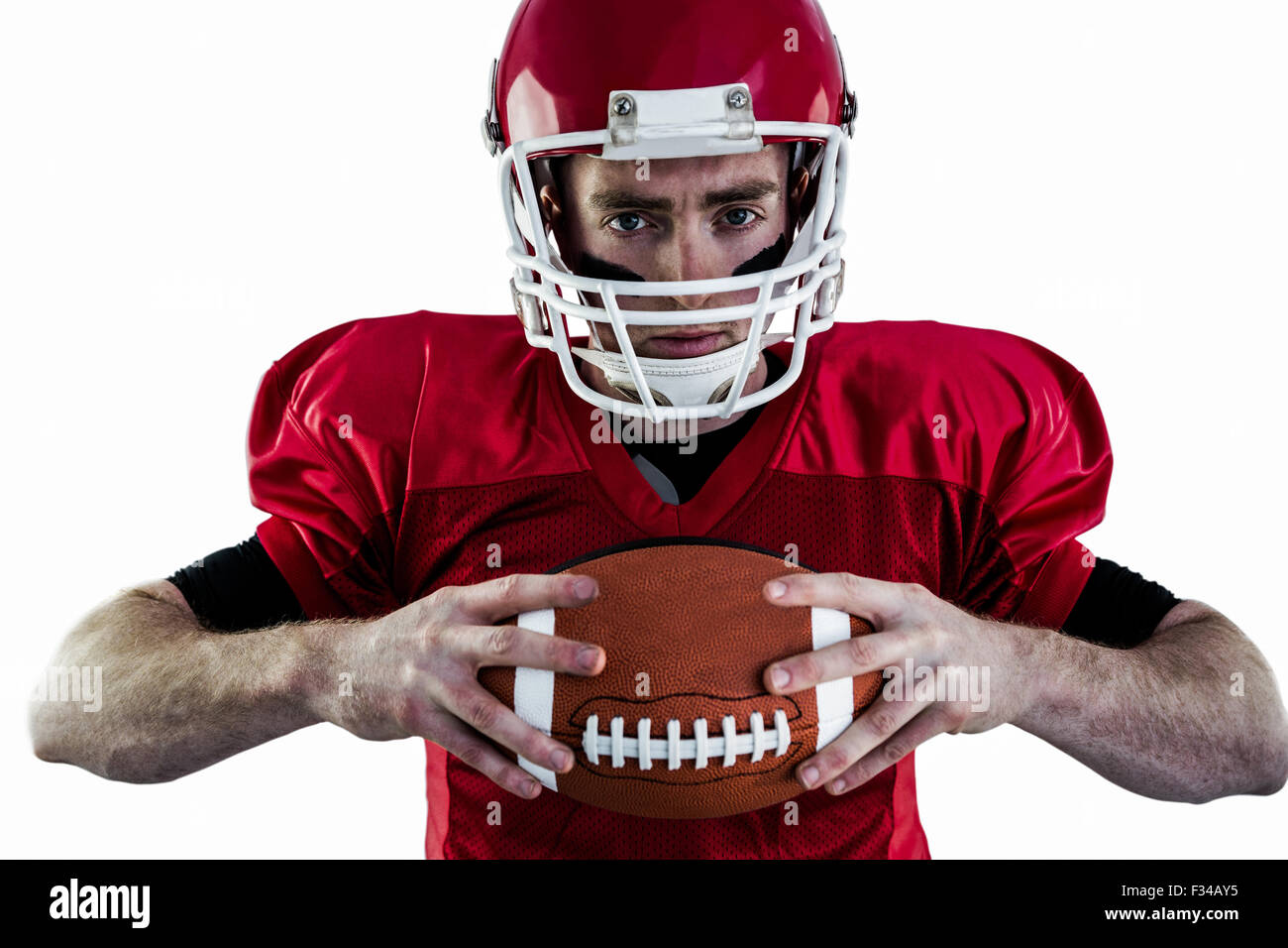 Portrait of focused american football player Stock Photo - Alamy