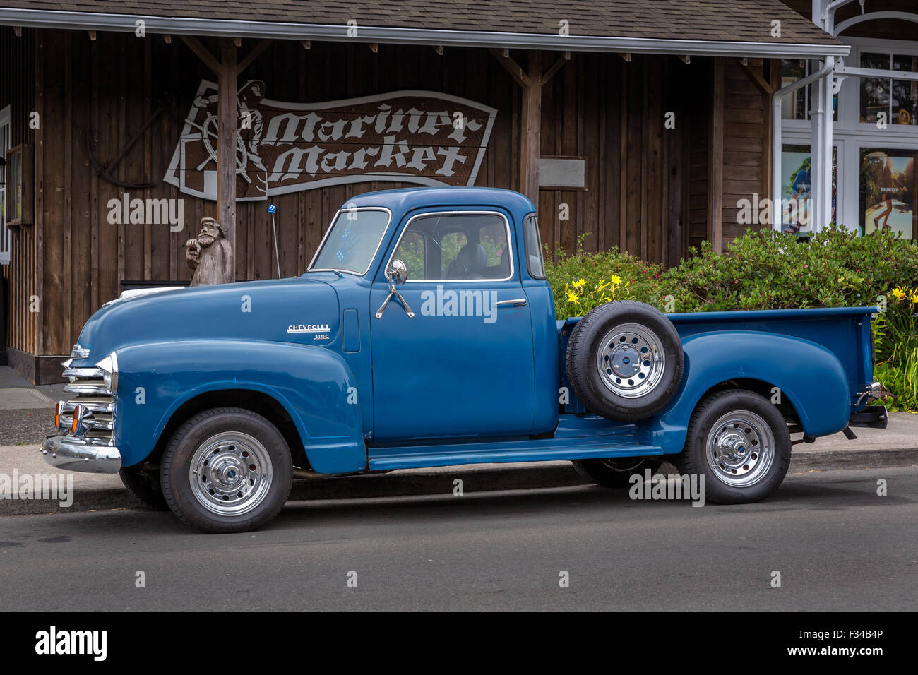 Chevrolet pick-up, Cannon Beach, Oregon; USA Stock Photo