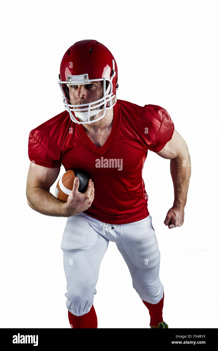 American football player running with ball Stock Photo Alamy