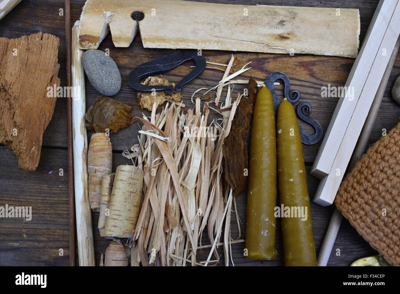 Native Fire Making Tools historical tools for making fire from czech republic Stock Photo - Alamy
