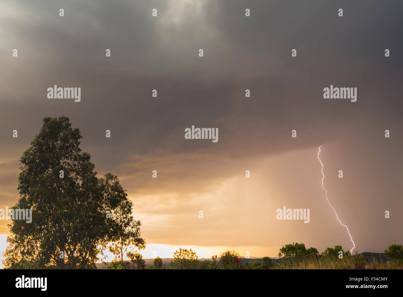 Ayamonte, Andalucia Spain. 29th September, 2015. Fork lightening strike