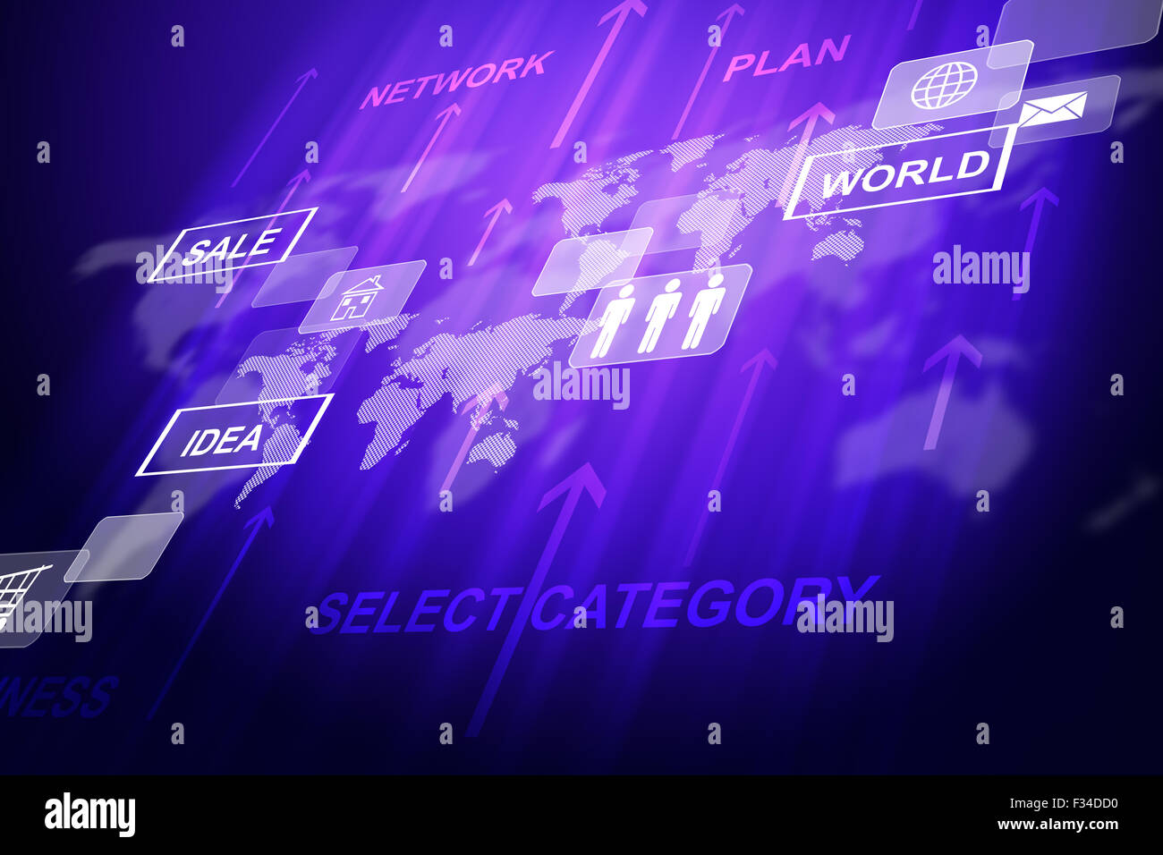 Abstract blue background with words and arrows Stock Photo Alamy