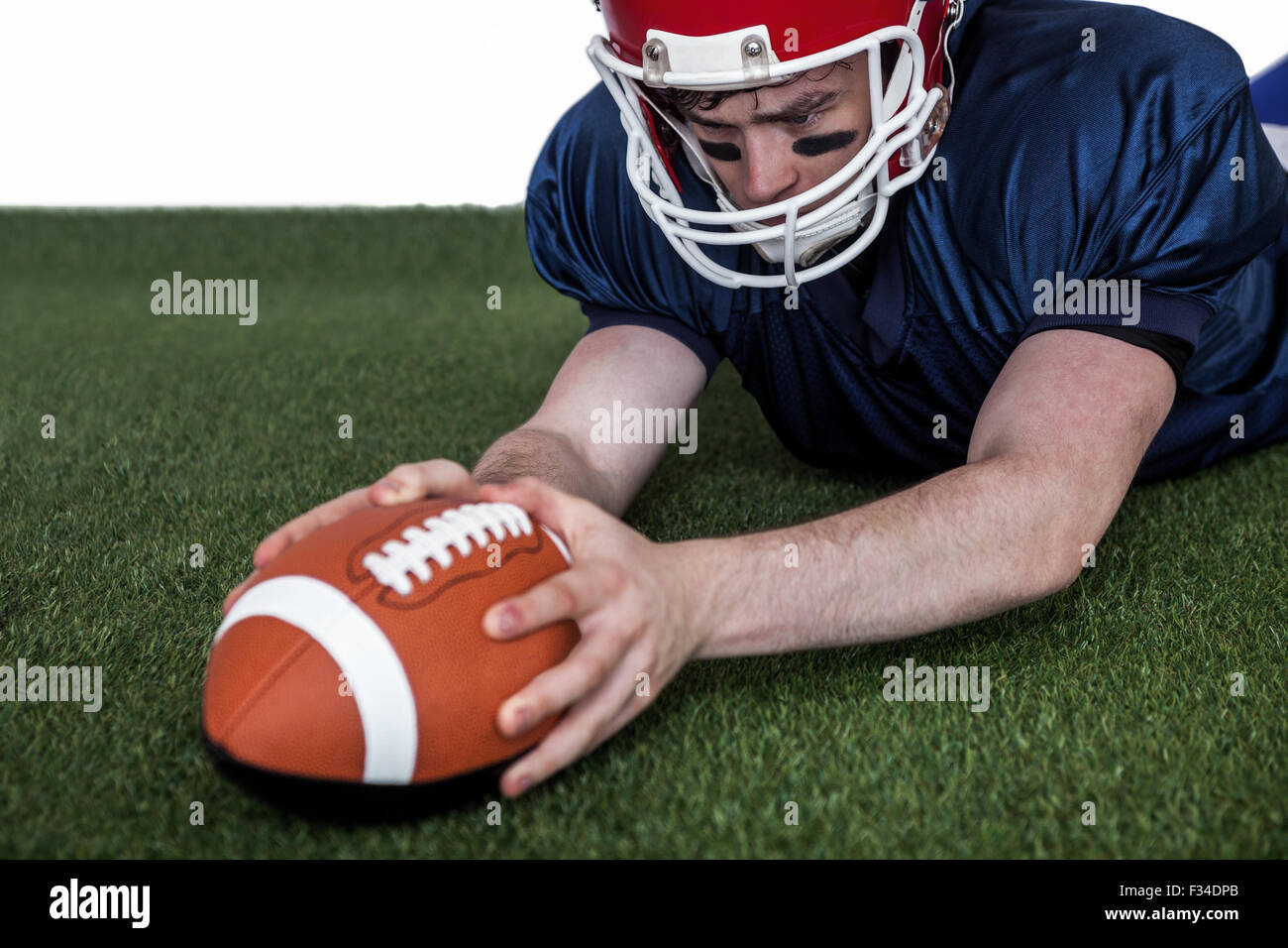 American football player scoring a touchdown Stock Photo Alamy