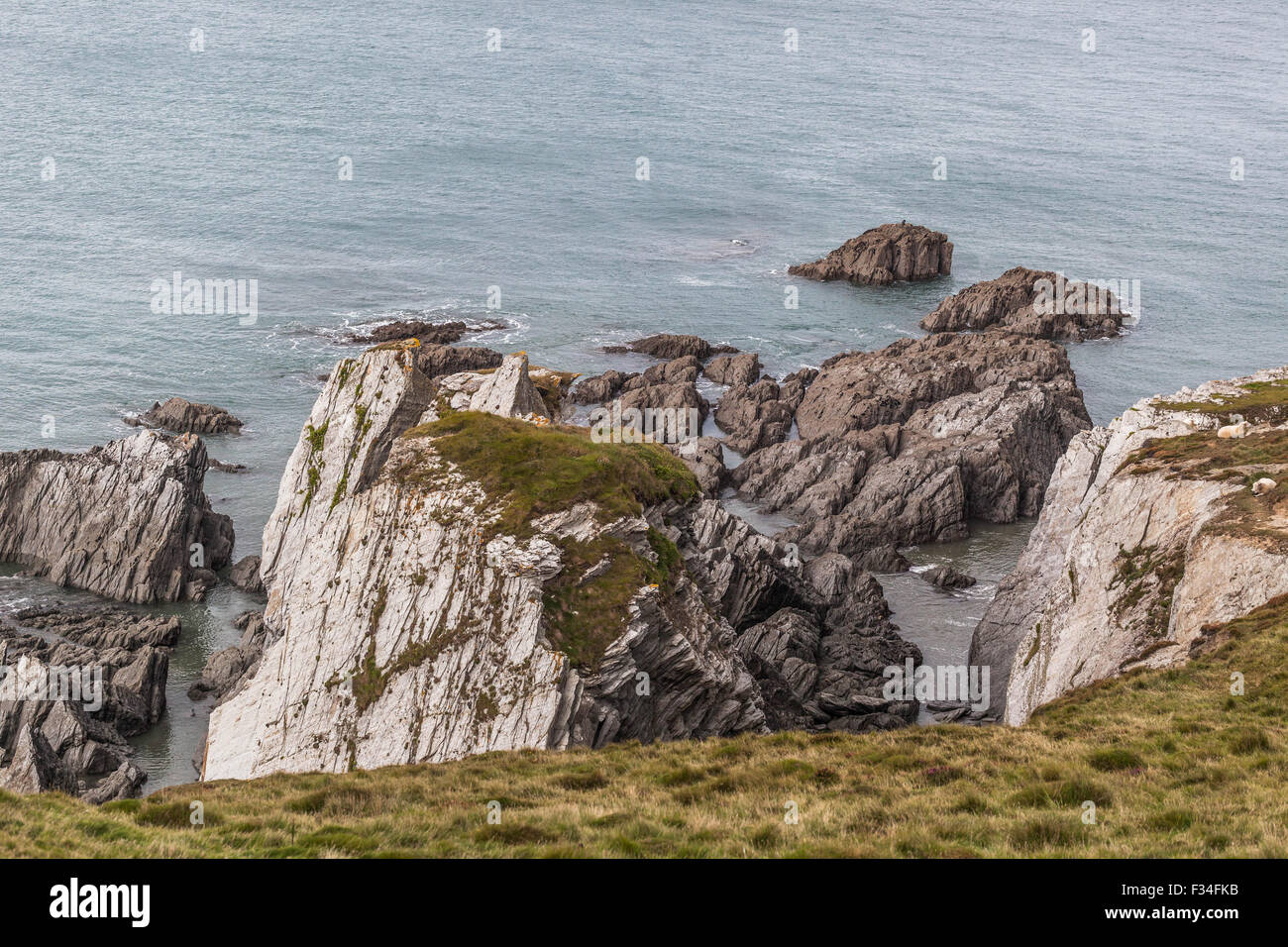 Severe coastal erosion, Bull Point, North Devon, West Country, England ...