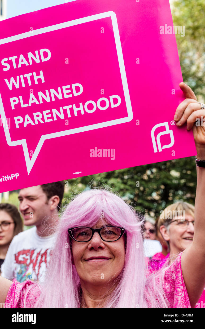 New York, NY 29 September 2015 Pro Choice advocates, dressed in pink