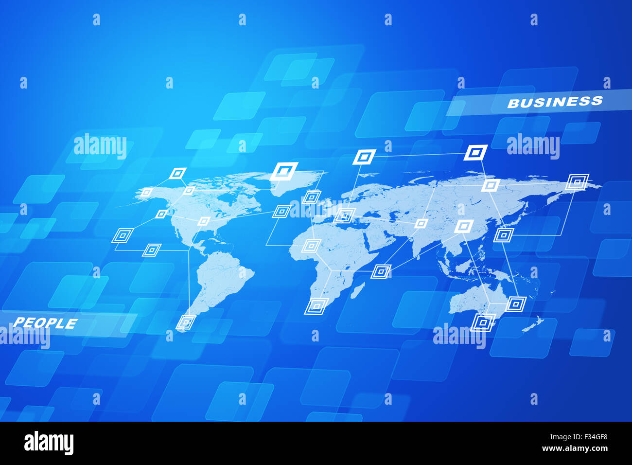 World map with business words Stock - World Map With Business Words F34GF8 