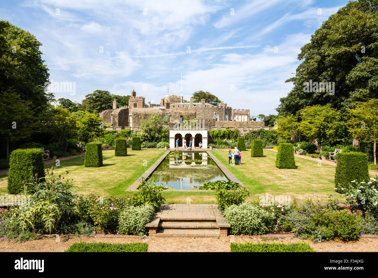 The Queen Mother's Garden at Walmer Castle, in Kent. View along oblong