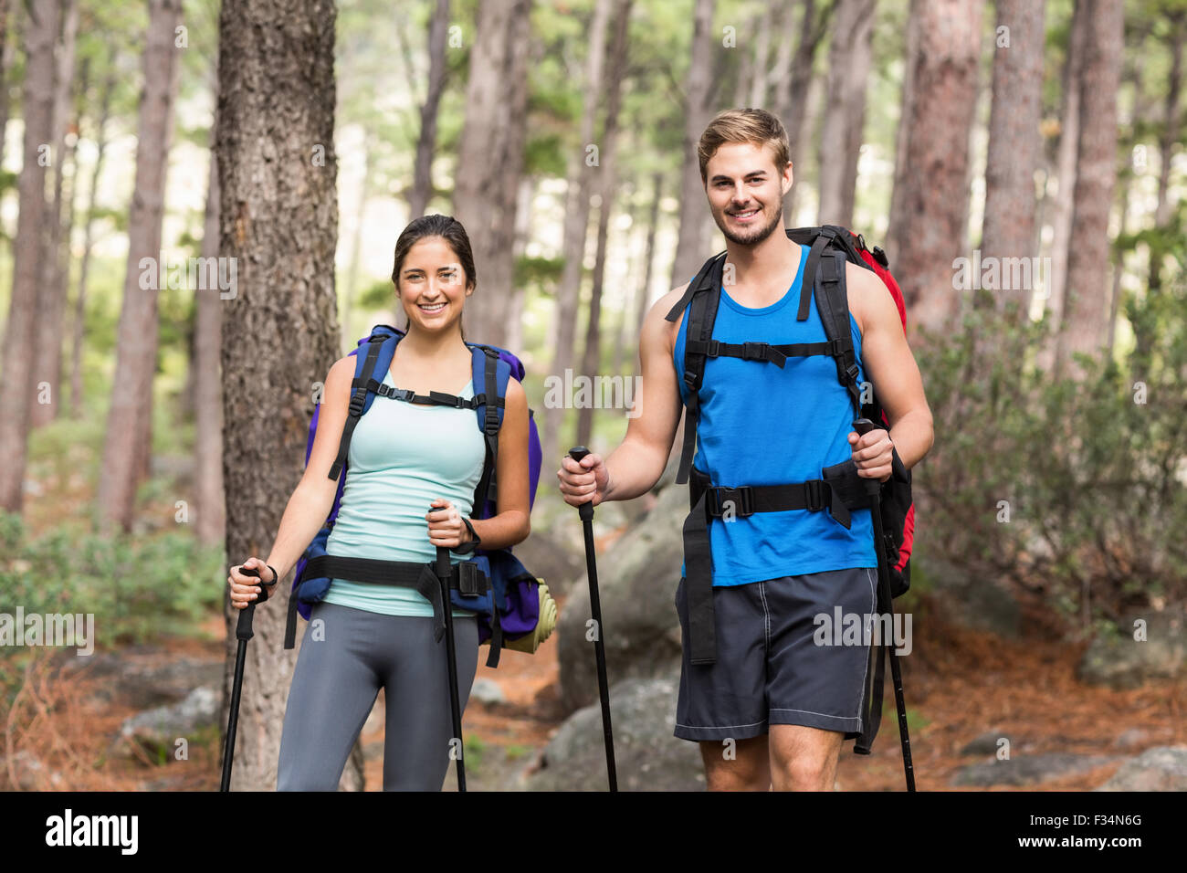Happy joggers standing Stock Photo