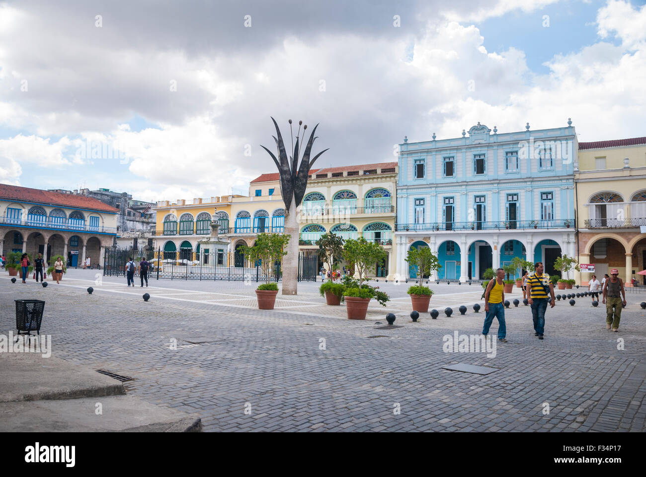 The Plaza Vieja of Havana (old Havana square) is a popular tourist stop in central Havana Cuba Stock Photo