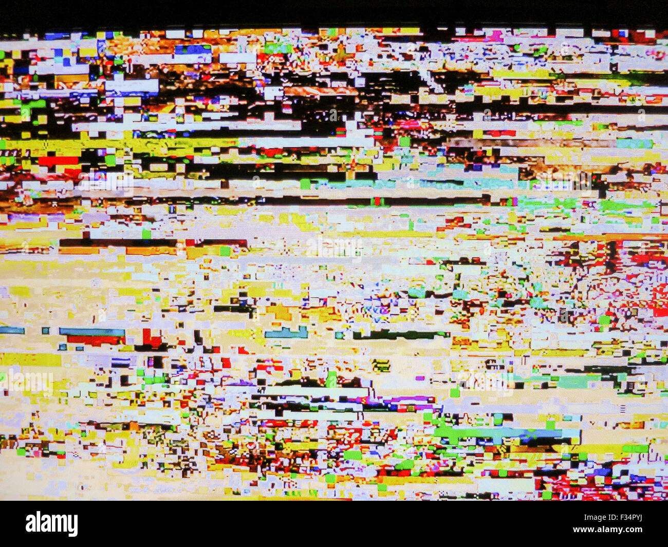 Severely pixelated tv screen. Stock Photo
