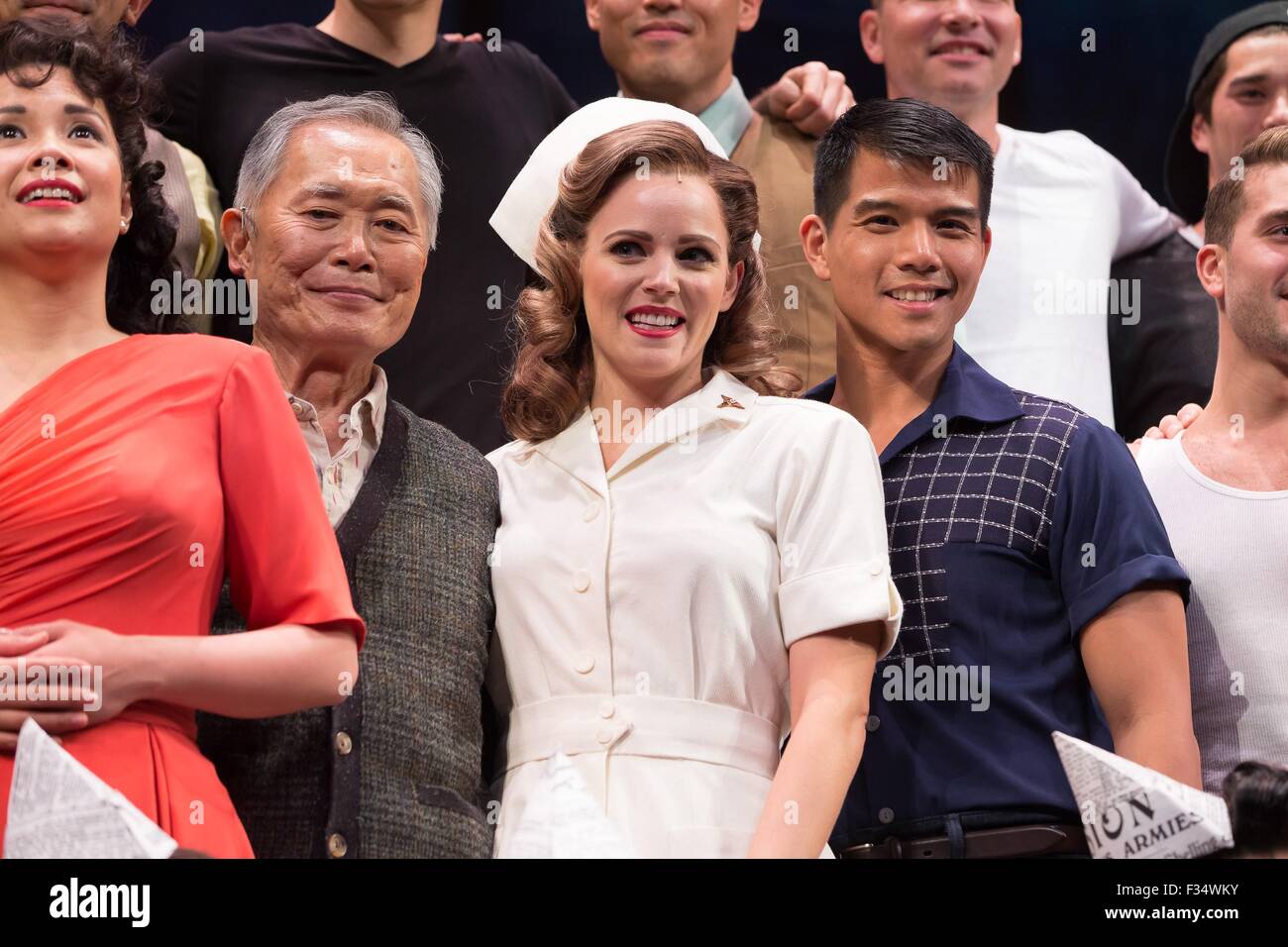 New York, NY, USA. 29th Sep, 2015. Lea Salonga, George Takei, Katie Rose Clarke, Telly Leung in attendance for ALLEGIANCE Cast Meets The Press, The Longacre Theatre, New York, NY September 29, 2015. Credit:  Jason Smith/Everett Collection/Alamy Live News Stock Photo
