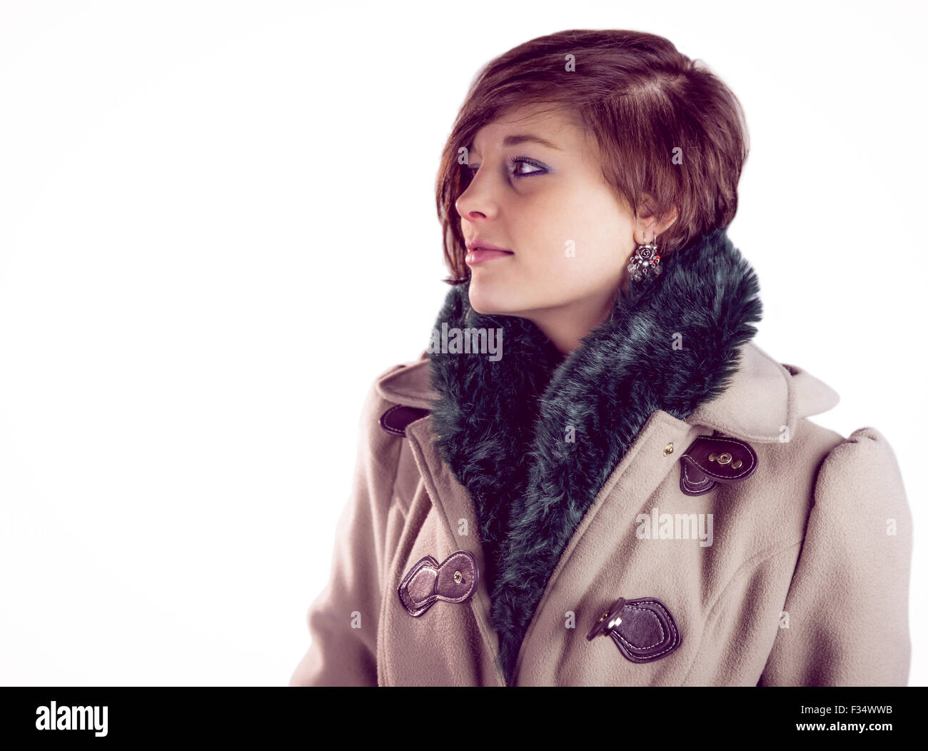 Woman wearing coat hi-res stock photography and images - Alamy