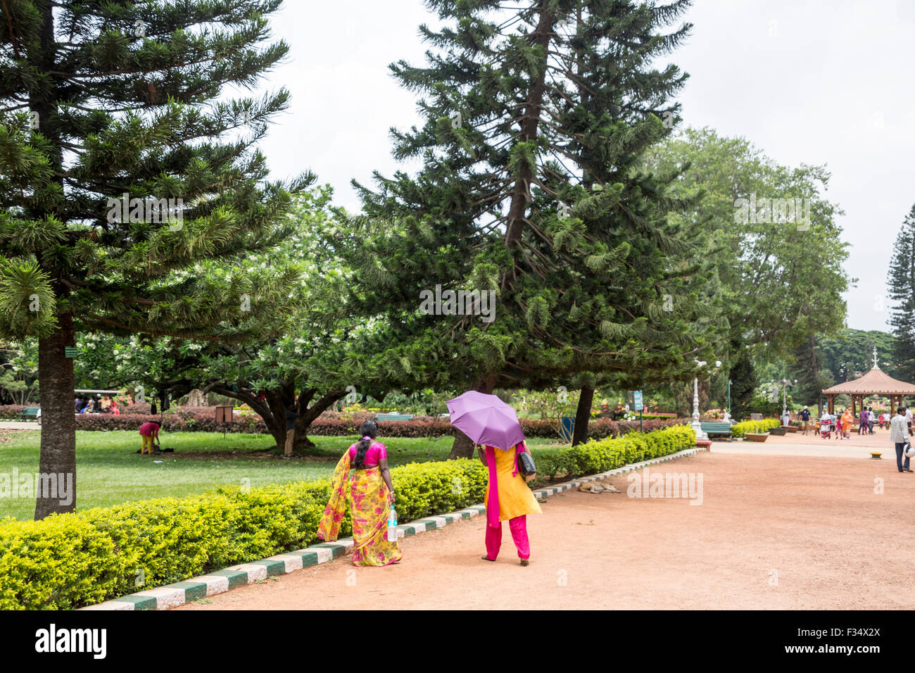 Visitors, Lalbagh Botanical Garden, Bengaluru, Karnataka, India Stock Photo