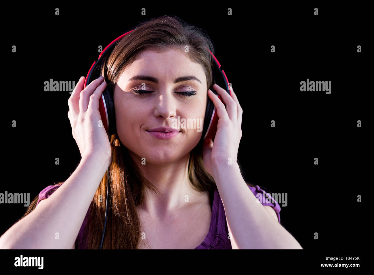 Black woman thinking headphones hi-res stock photography and images - Alamy