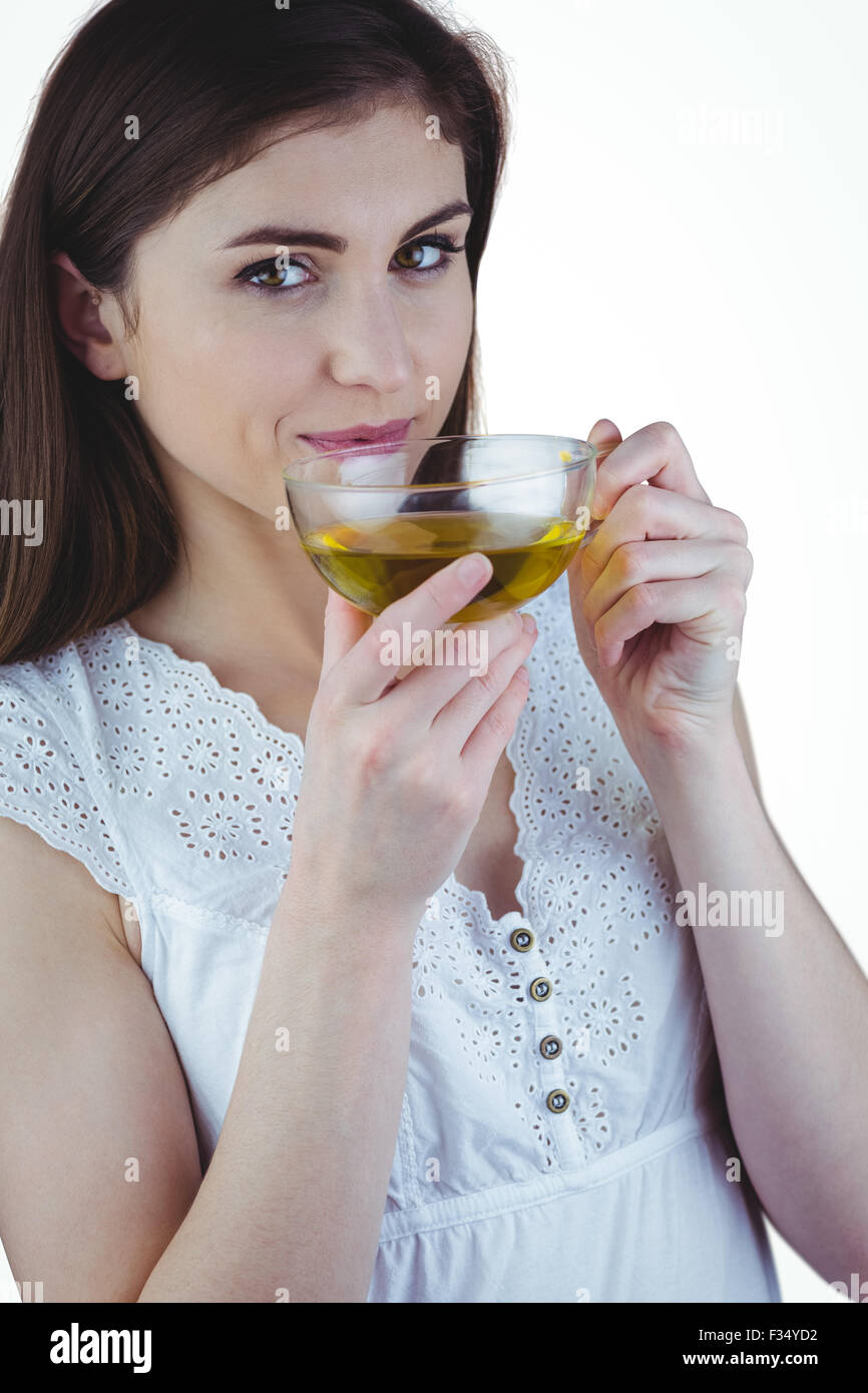 Pretty woman with herbal tea Stock Photo Alamy