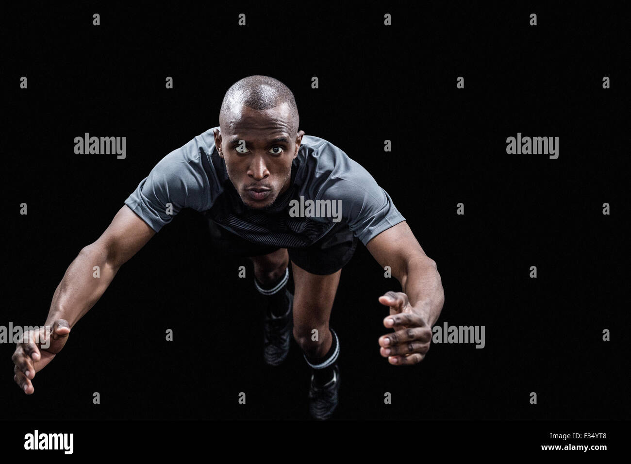 Portrait of rugby player jumping Stock Photo Alamy
