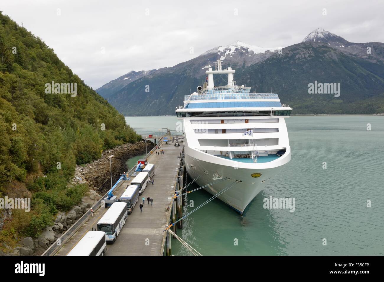 The Coral Princess Cruise Ship Docked At Skagway Harbour Alaska Usa Stock Photo Alamy